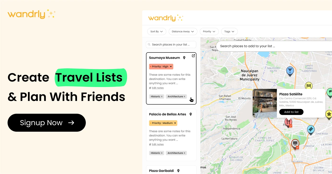 Create travel lists and plan with friends on Wandrly